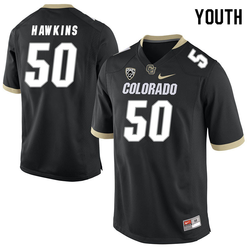 Youth #50 J.J. Hawkins Colorado Buffaloes College Football Jerseys Stitched Sale-Black